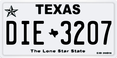 TX license plate DIE3207