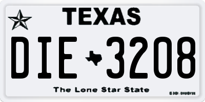 TX license plate DIE3208