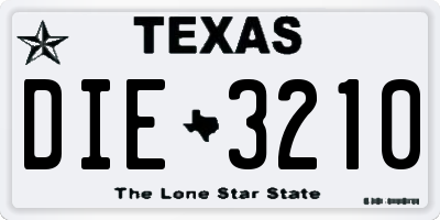TX license plate DIE3210