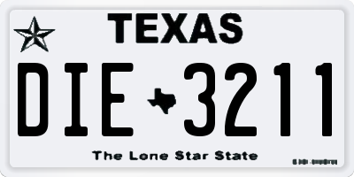 TX license plate DIE3211