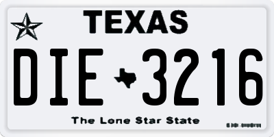 TX license plate DIE3216