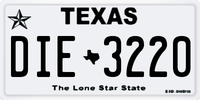 TX license plate DIE3220