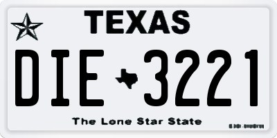TX license plate DIE3221