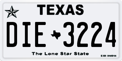 TX license plate DIE3224