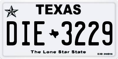 TX license plate DIE3229