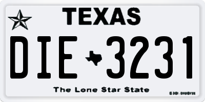 TX license plate DIE3231