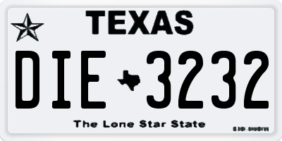 TX license plate DIE3232