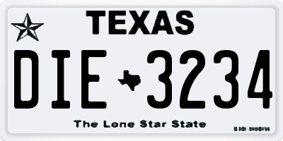 TX license plate DIE3234