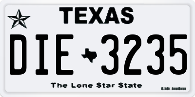TX license plate DIE3235