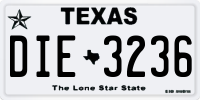 TX license plate DIE3236