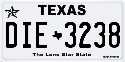 TX license plate DIE3238