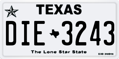 TX license plate DIE3243