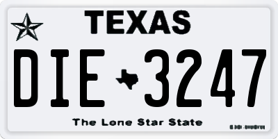 TX license plate DIE3247