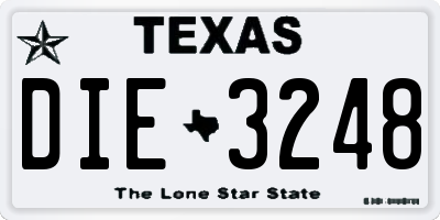 TX license plate DIE3248