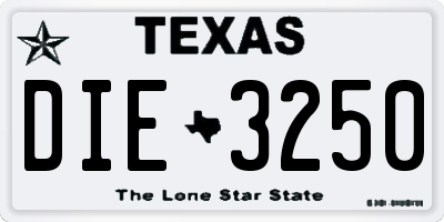 TX license plate DIE3250