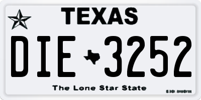 TX license plate DIE3252