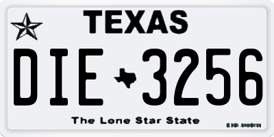 TX license plate DIE3256