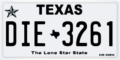 TX license plate DIE3261