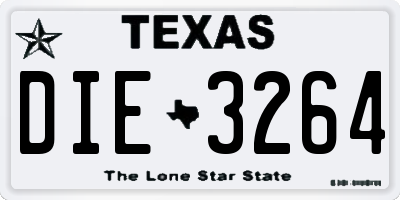 TX license plate DIE3264