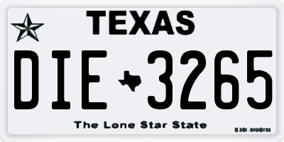 TX license plate DIE3265
