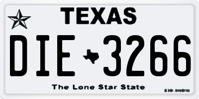 TX license plate DIE3266