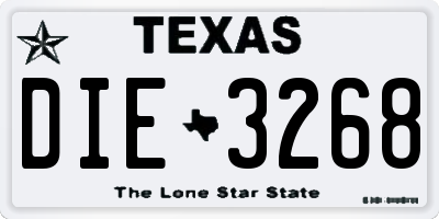 TX license plate DIE3268