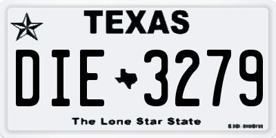 TX license plate DIE3279