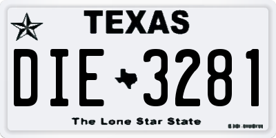 TX license plate DIE3281