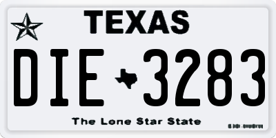 TX license plate DIE3283