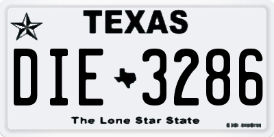 TX license plate DIE3286