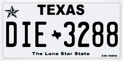 TX license plate DIE3288