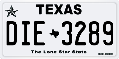 TX license plate DIE3289