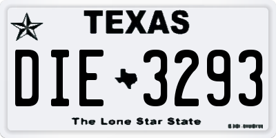 TX license plate DIE3293