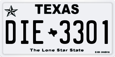 TX license plate DIE3301