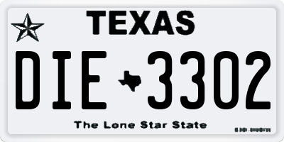 TX license plate DIE3302