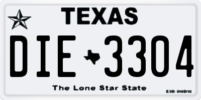 TX license plate DIE3304