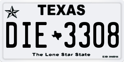 TX license plate DIE3308