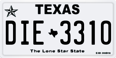 TX license plate DIE3310