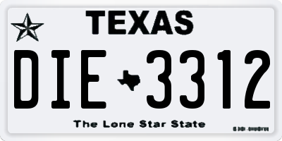 TX license plate DIE3312