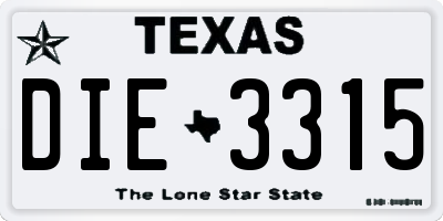 TX license plate DIE3315