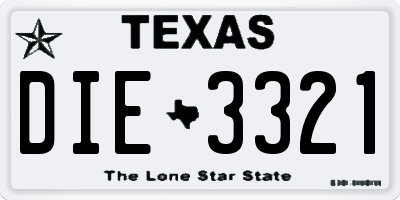TX license plate DIE3321