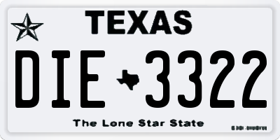 TX license plate DIE3322
