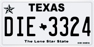 TX license plate DIE3324