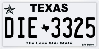 TX license plate DIE3325
