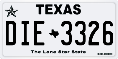TX license plate DIE3326