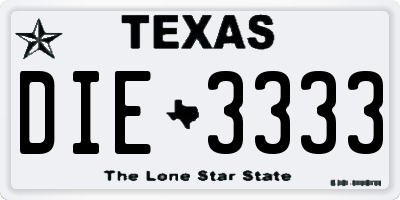 TX license plate DIE3333