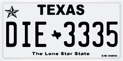TX license plate DIE3335