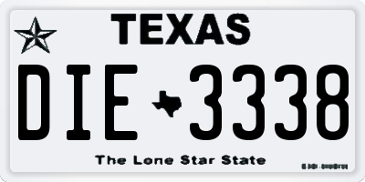 TX license plate DIE3338