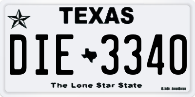 TX license plate DIE3340