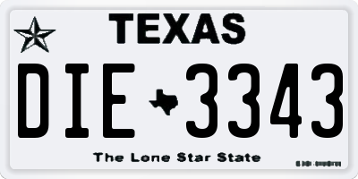 TX license plate DIE3343